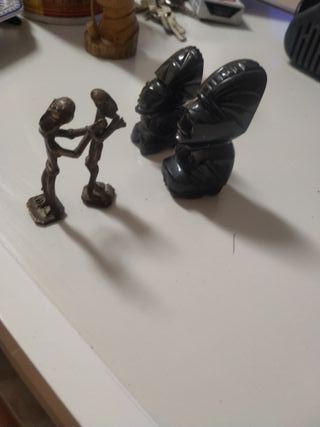 Figuras bronce vintage mexicana y africana