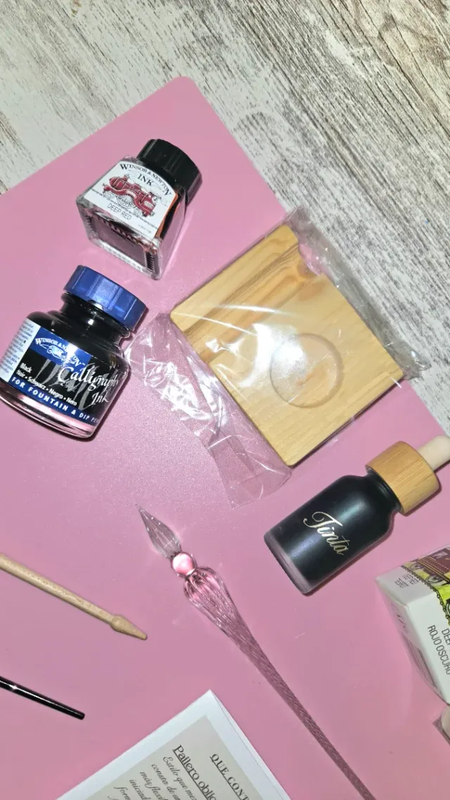 Kit Caligrafía Plumillas Tintas Madera