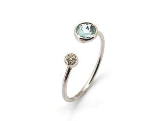 E1779432-9	Anillo Oro 18k Con Diamante,Aguamarina