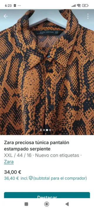 Zara Chaqueta Larga Estampado Serpiente