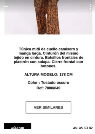 Zara Chaqueta Larga Estampado Serpiente