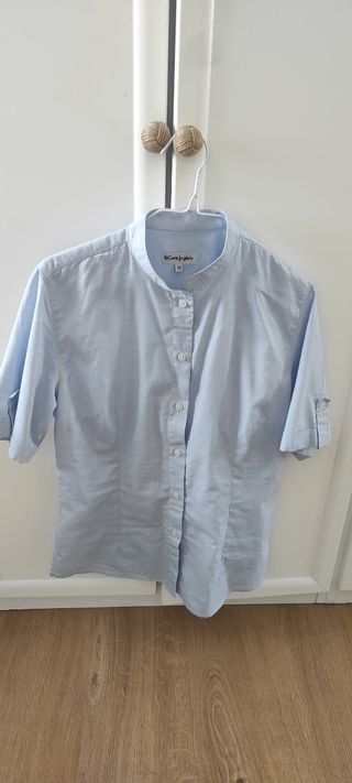 Camisa manga corta El Corte Inglés azul talla 44. 