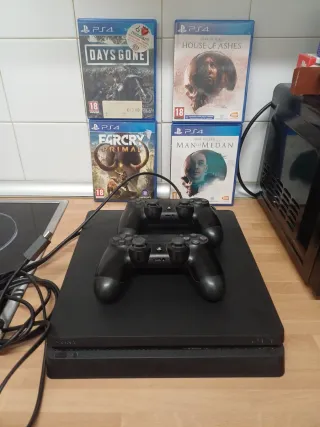 PS4 Slim 1TB + 2 Mandos + 4 Juegos