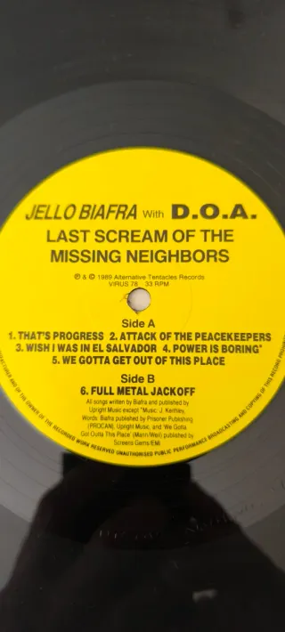 Vinilo Jello Biafra con D.O.A.
