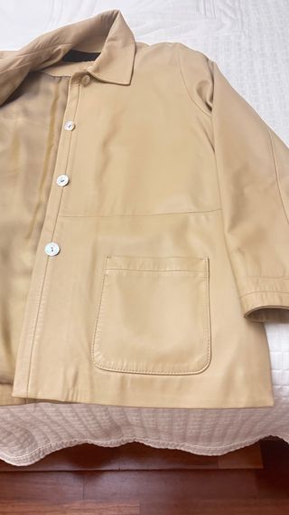 Blazer Piel Auténtica Beige