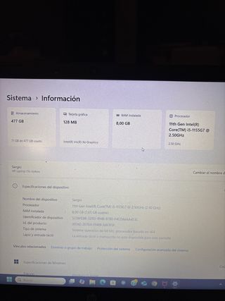 Ordenador portátil HP i5 Plata