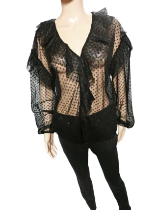 Blusa Liu Jo Tul Plumeti Negra
