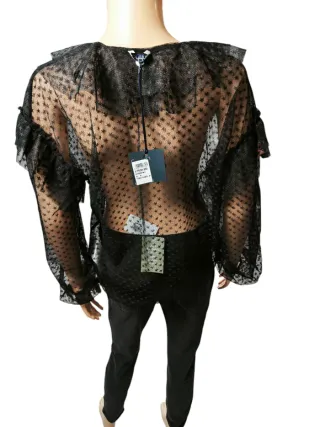 Blusa Liu Jo Tul Plumeti Negra