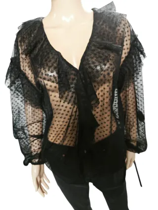 Blusa Liu Jo Tul Plumeti Negra
