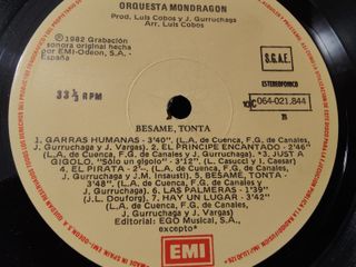 Vinilo Orquesta Mondragón Besame Tonta