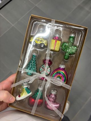 Set 9 Palline Vetro Decorazioni Natalizie