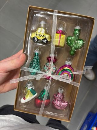 Set 9 Palline Vetro Decorazioni Natalizie