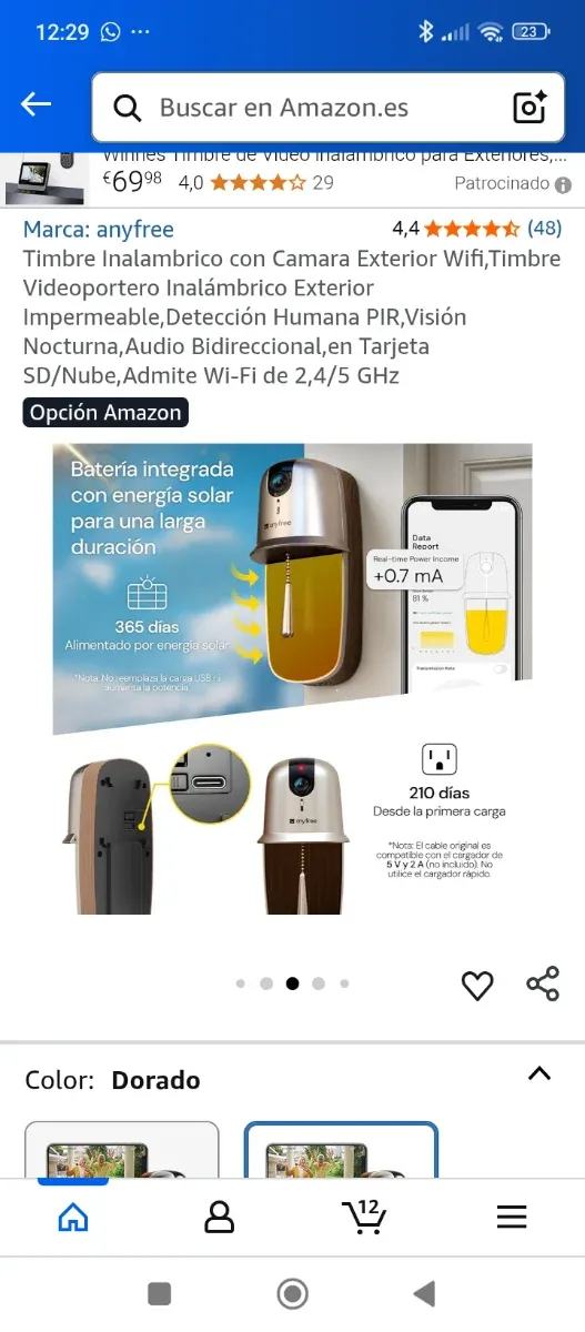 Timbre Inalámbrico con Cámara Exterior Wifi