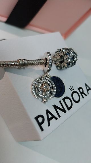 Lote 2 charms Pandora plata y azul
