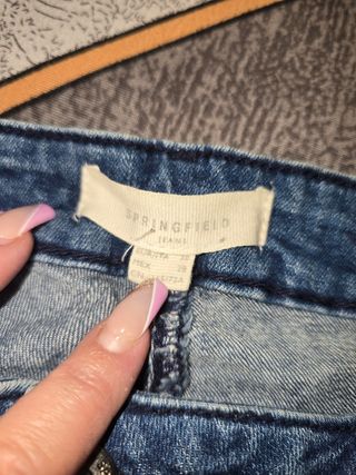 Pantalón vaquero mujer azul con raya lateral