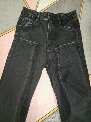 Pantalón vaquero mujer azul con raya lateral