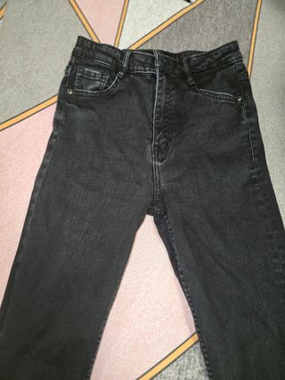 Pantalón vaquero mujer azul con raya lateral