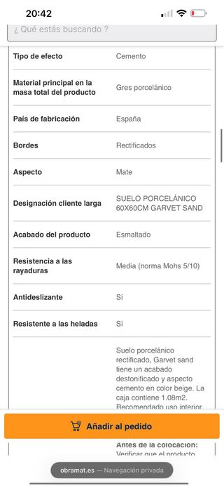 Suelo porcelánico 1ª Calidad