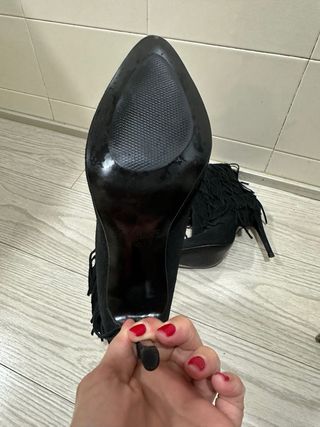 Botines piel girada flecos negros talla 40 