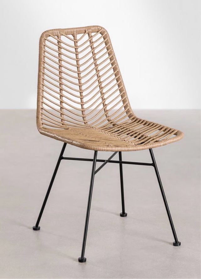 Confezione da 2 sedie Sklum in rattan sintetico beige/nero