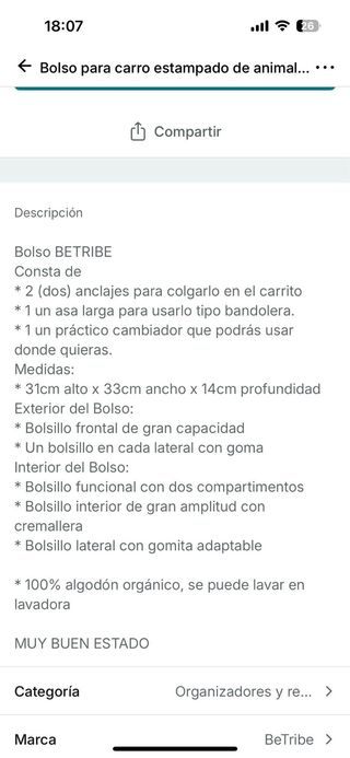 Bolso carrito bebé Betribe estampado elefantes