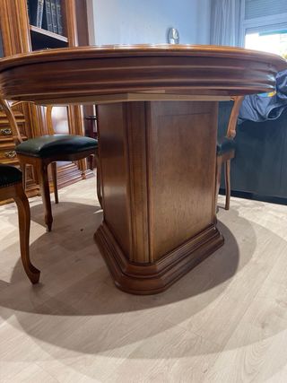 Mesa redonda extensible madera + 4 sillas