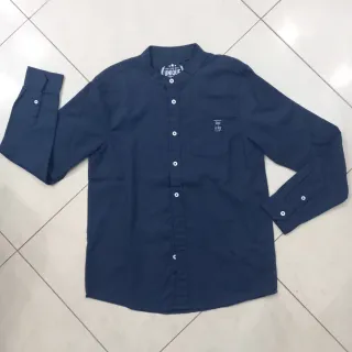 Camicia bambino collo coreana blu