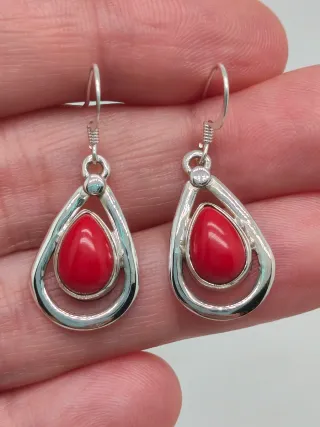 Pendientes Plata 925 y Coral Rojo