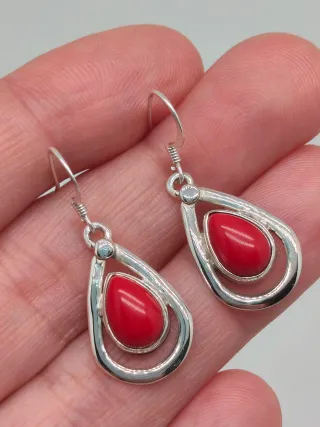 Pendientes Plata 925 y Coral Rojo