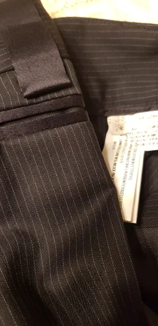 Traje pantalón Massimo Dutti azul marino listado.