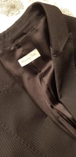 Traje pantalón Massimo Dutti azul marino listado.