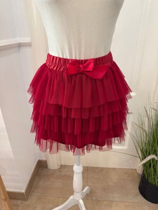 Falda tul volantes niña roja