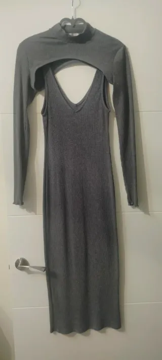 Vestido gris Bershka 2 piezas talla única