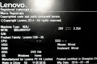 Lenovo H30-05 Sobremesa 90BJ con repuestos 