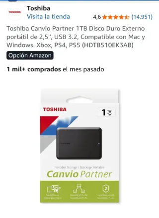 Disco Duro Externo Toshiba Canvio 1TB