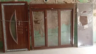 Puerta PVC y ventana PVC + puerta de rocho roble 