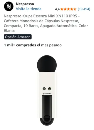 Cafetera Nespresso Krups Essenza Mini
