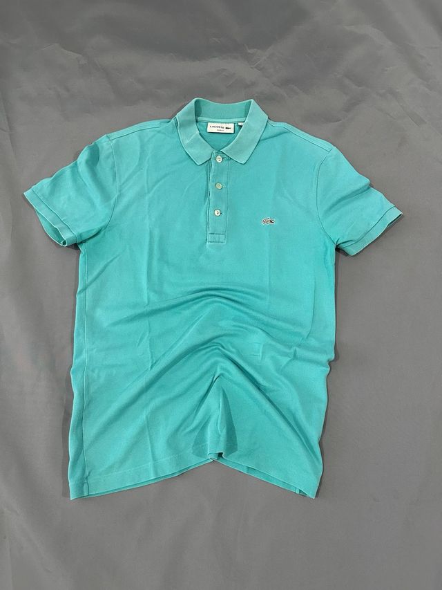 Polo Lacoste manga corta color verde azulado