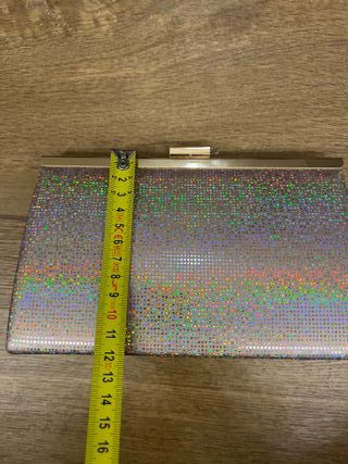 Borsa Clutch Olografica Glitter Argento