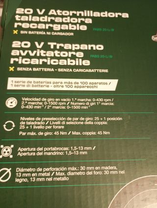 Taladro Atornillador Parkside 20V X20VTEAM