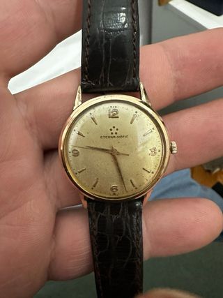 Reloj Eterna Automático Dorado Correa Marrón