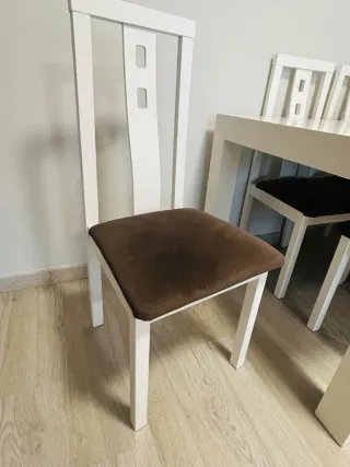 Conjunto mesa y 6 sillas comedor blancas