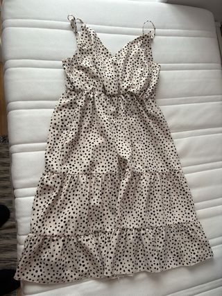 Vestido estampado lunares beige y negro