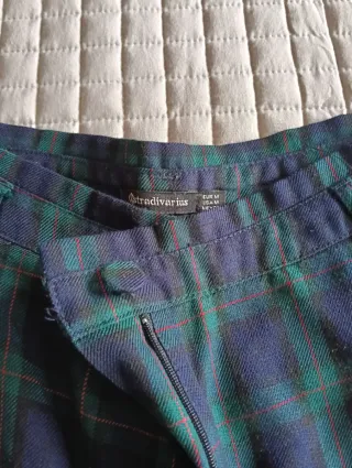 Pantalón recto tobillero cuadros