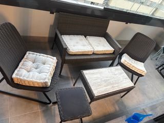 Conjunto Muebles Terraza Ratán y Madera