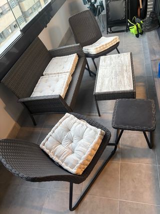 Conjunto Muebles Terraza Ratán y Madera