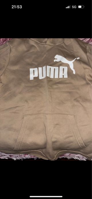 Sudadera Puma Marrón con Logo Blanco