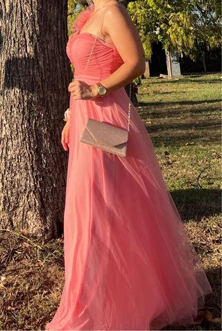 Vestido largo rosa de fiesta