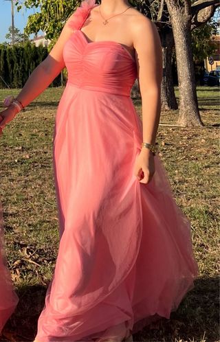 Vestido largo rosa de fiesta