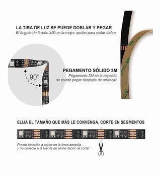 Tira LED 3m con Mando y Control por Sonido